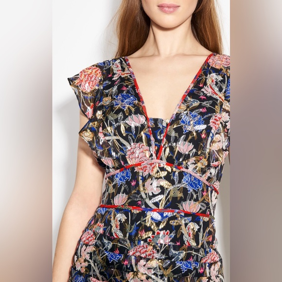 BA&SH Jade Floral Metallic Mini Dress - Picture 3 of 7